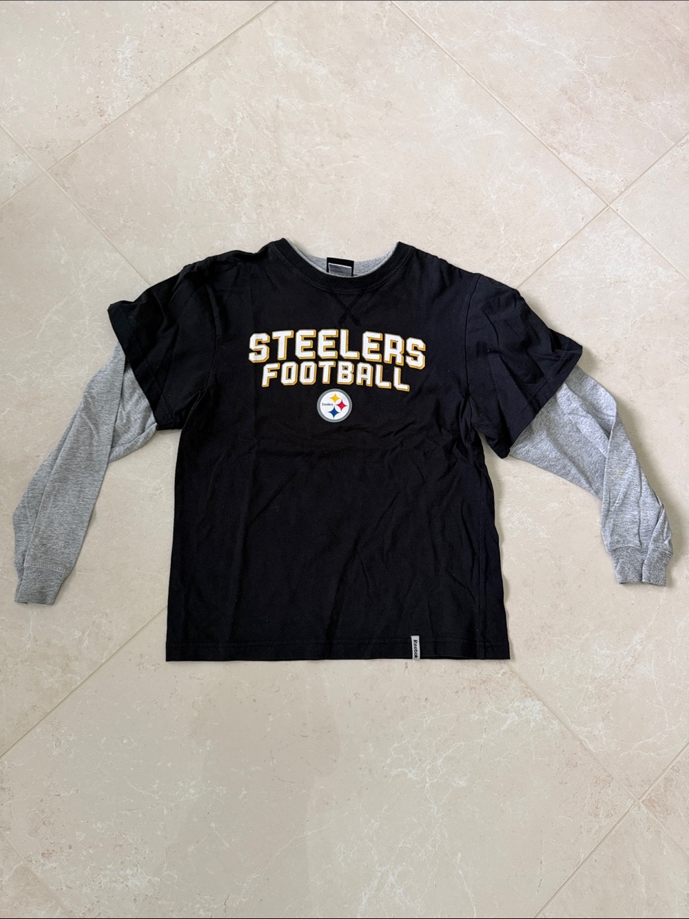 Reebok Kids Black & Gray Steelers Football Layered-Look Tee